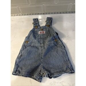 Vintage Liberty Brand Stripe Toddler Bib Overalls Shorts Kids Romper Sz 24M USA